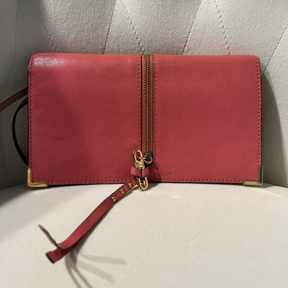 EUC Chloe Zipper Strap Ghost Leather Wallet